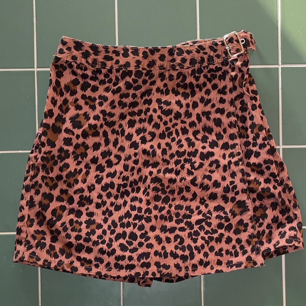 Y2K Cheetah Print Skort with buckle detailing